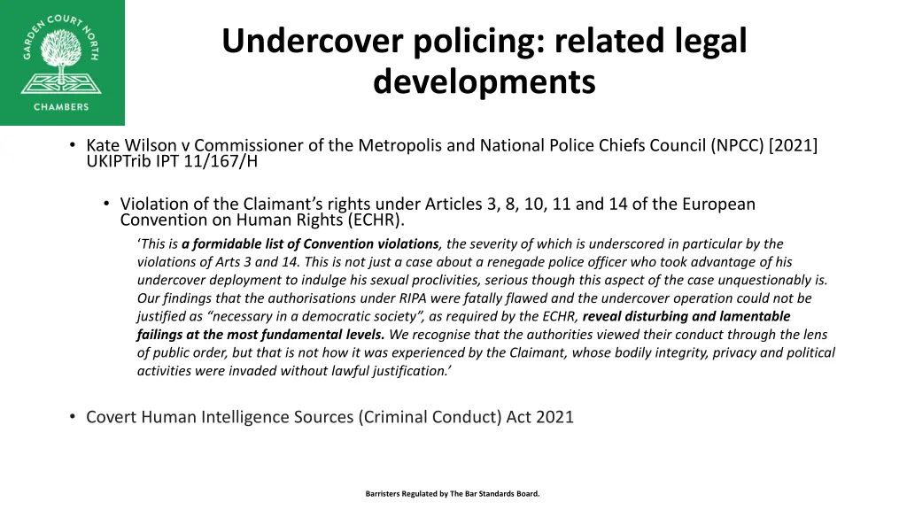 undercover policing related legal developments