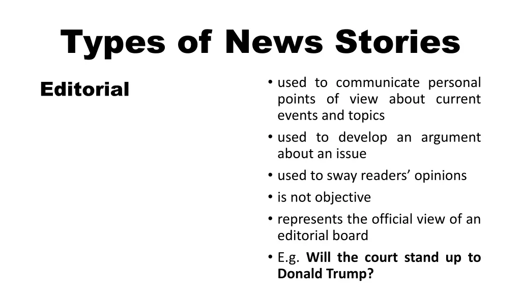 types of news stories 5