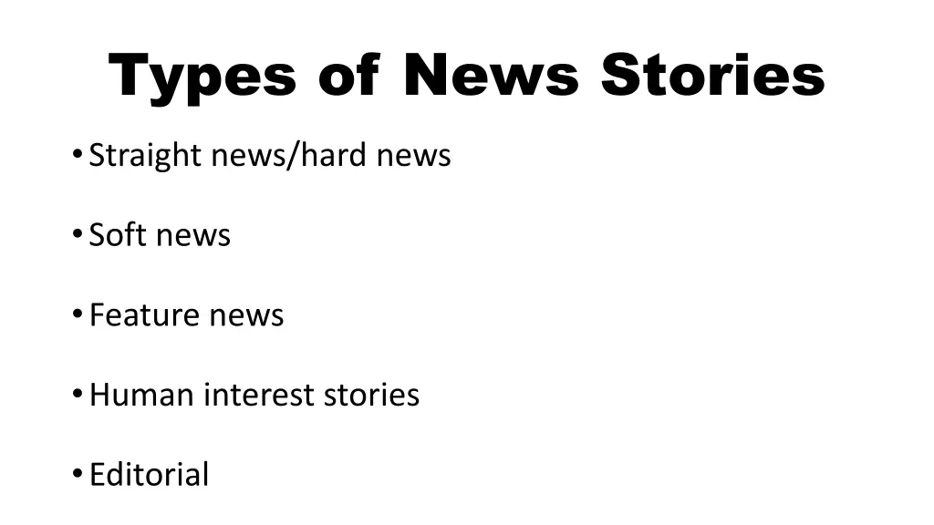 types of news stories