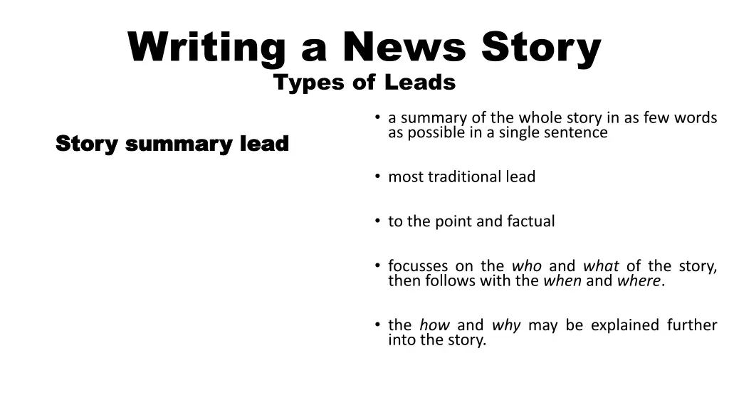 writing a news story types of leads