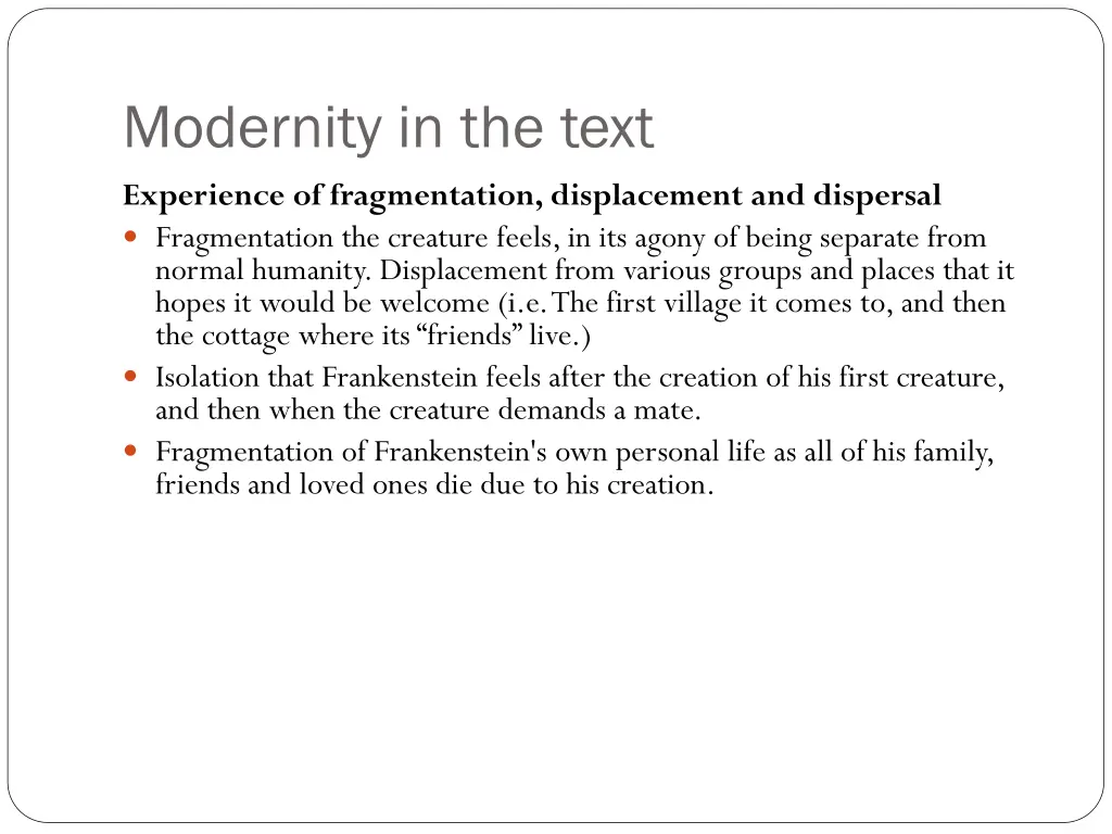 modernity in the text experience of fragmentation