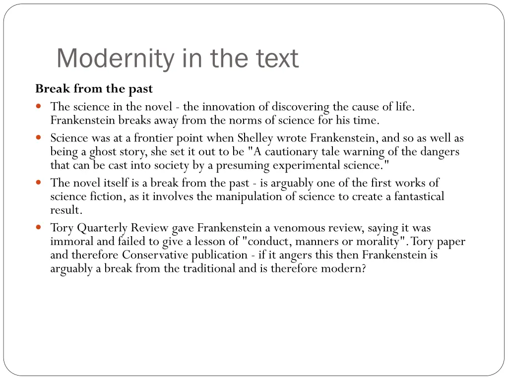 modernity in the text