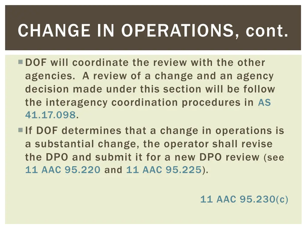 change in operations cont 1