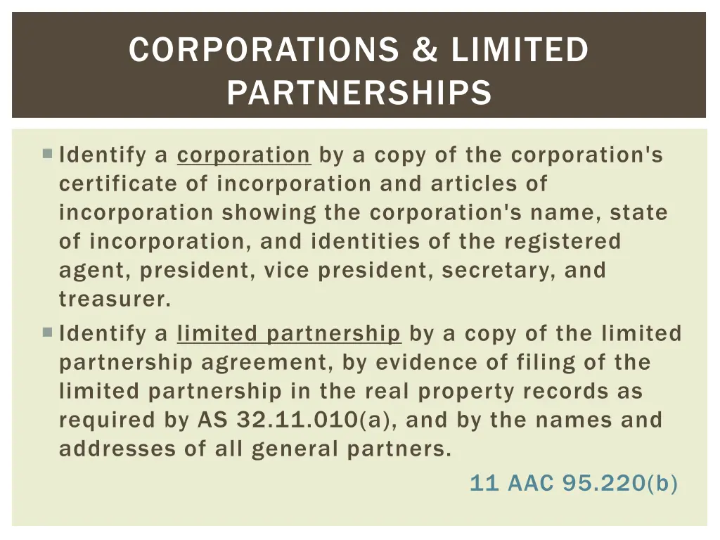 corporations limited partnerships