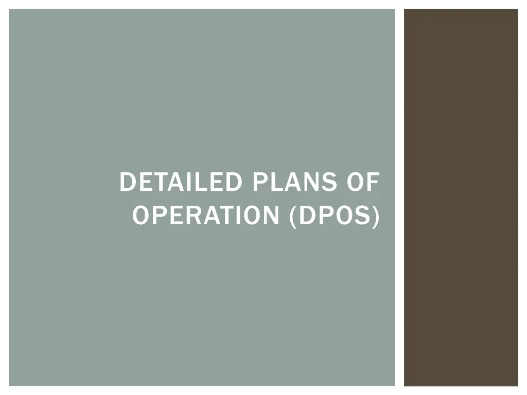 detailed plans of operation dpos