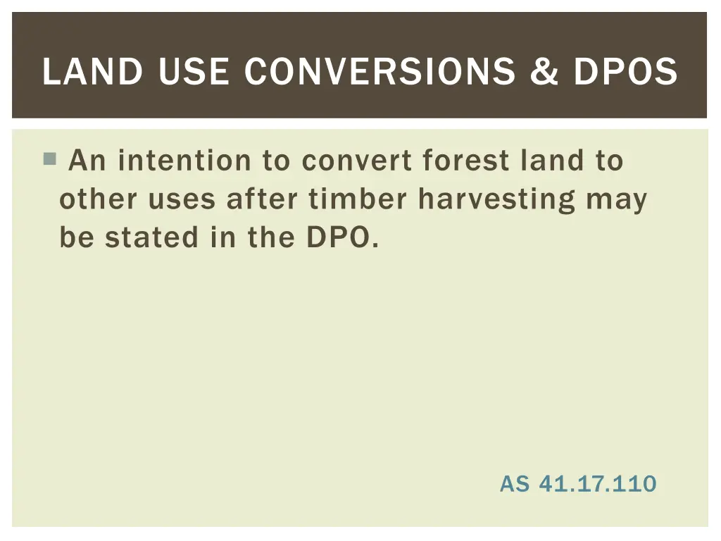 land use conversions dpos