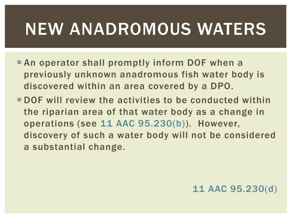 new anadromous waters