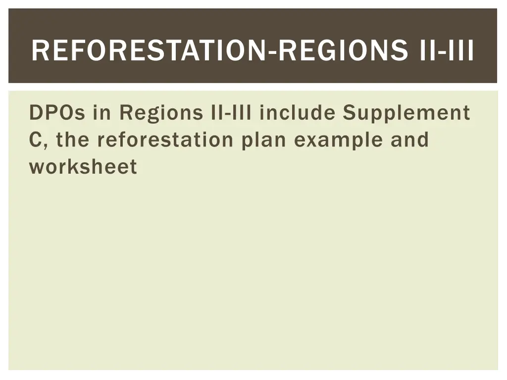 reforestation regions ii iii