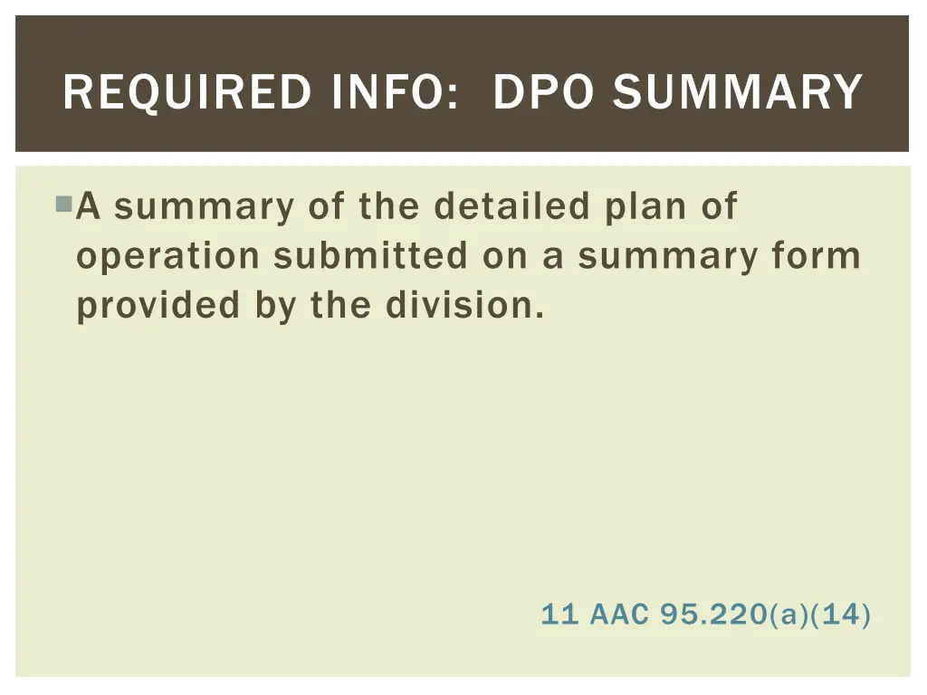 required info dpo summary