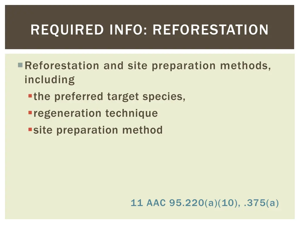 required info reforestation