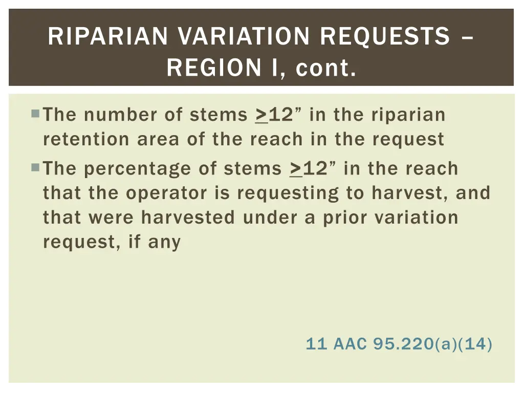 riparian variation requests region i cont