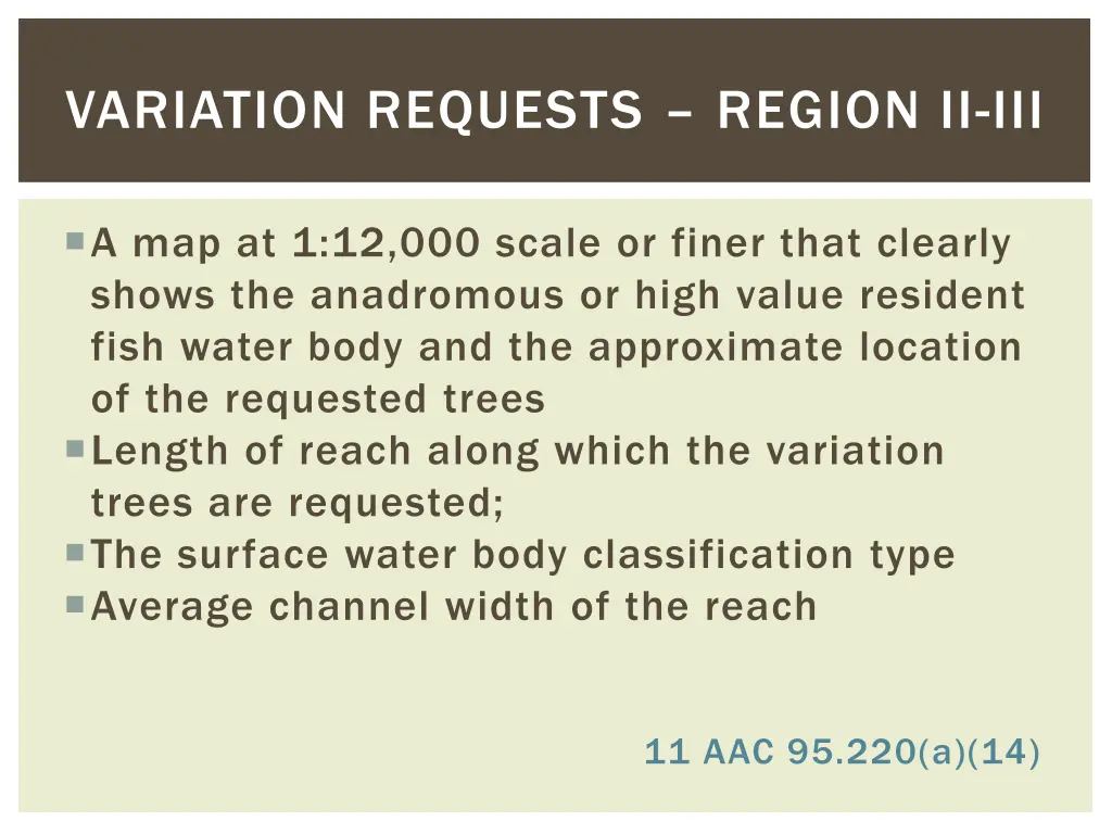 variation requests region ii iii