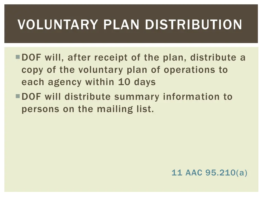 voluntary plan distribution