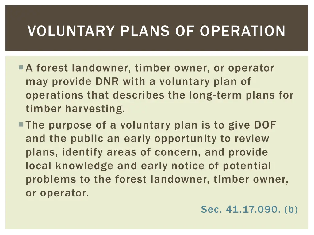 voluntary plans of operation