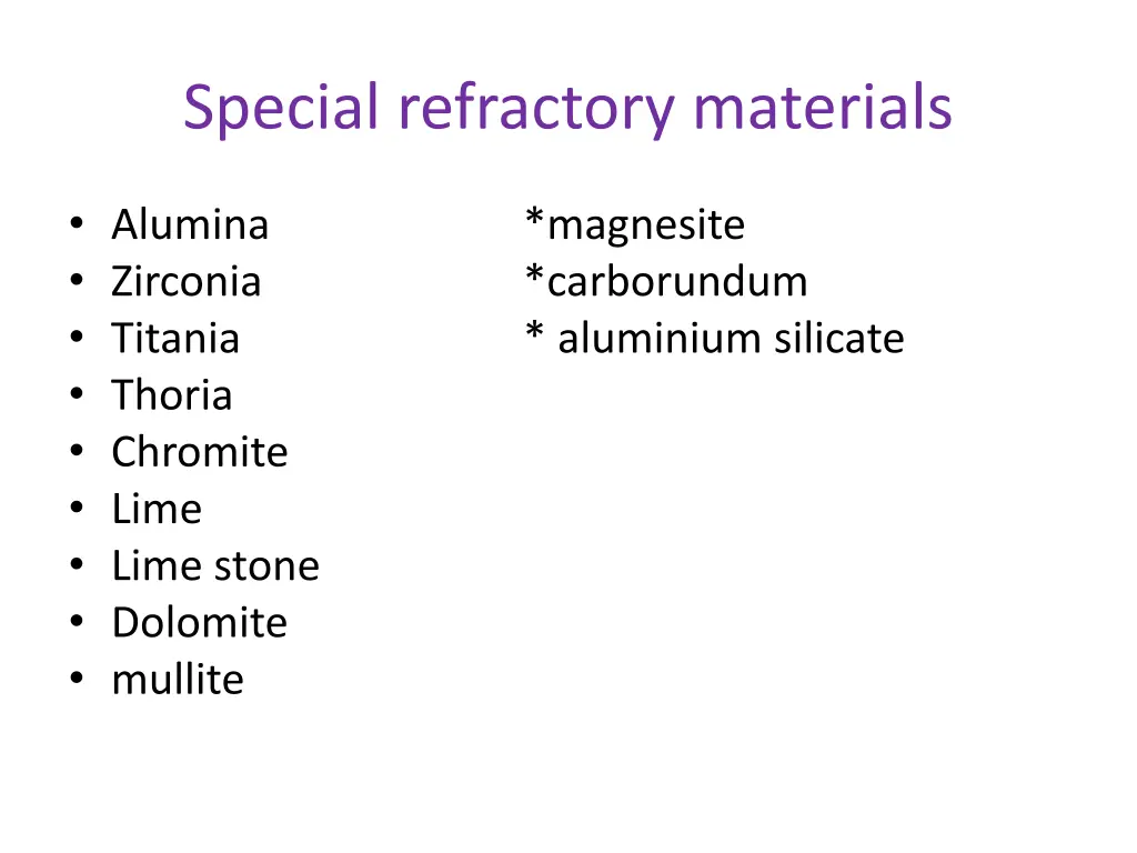 special refractory materials