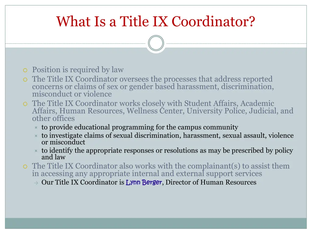 what is a title ix coordinator