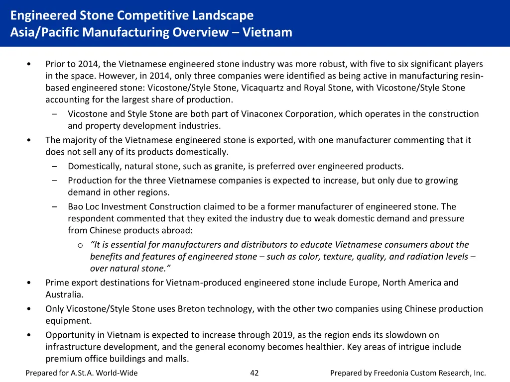 engineered stone competitive landscape asia 1