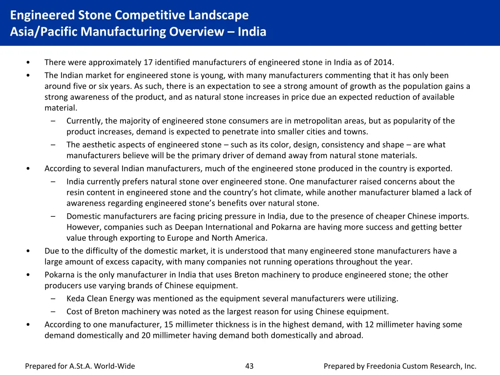 engineered stone competitive landscape asia 2