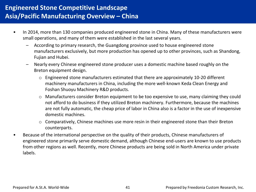 engineered stone competitive landscape asia