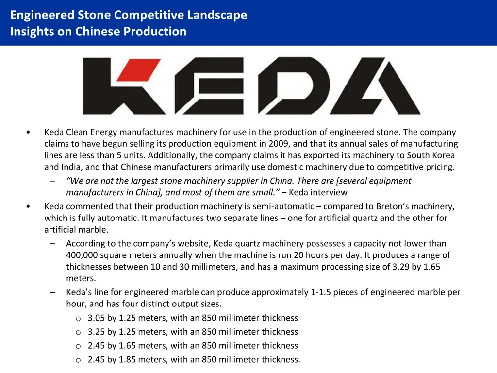 engineered stone competitive landscape insights