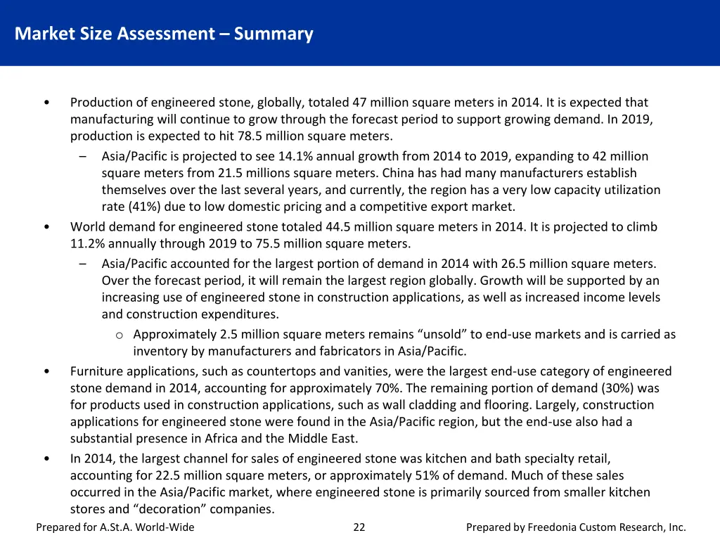 market size assessment summary