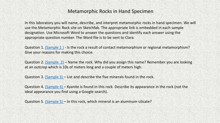 metamorphic rocks in hand specimen