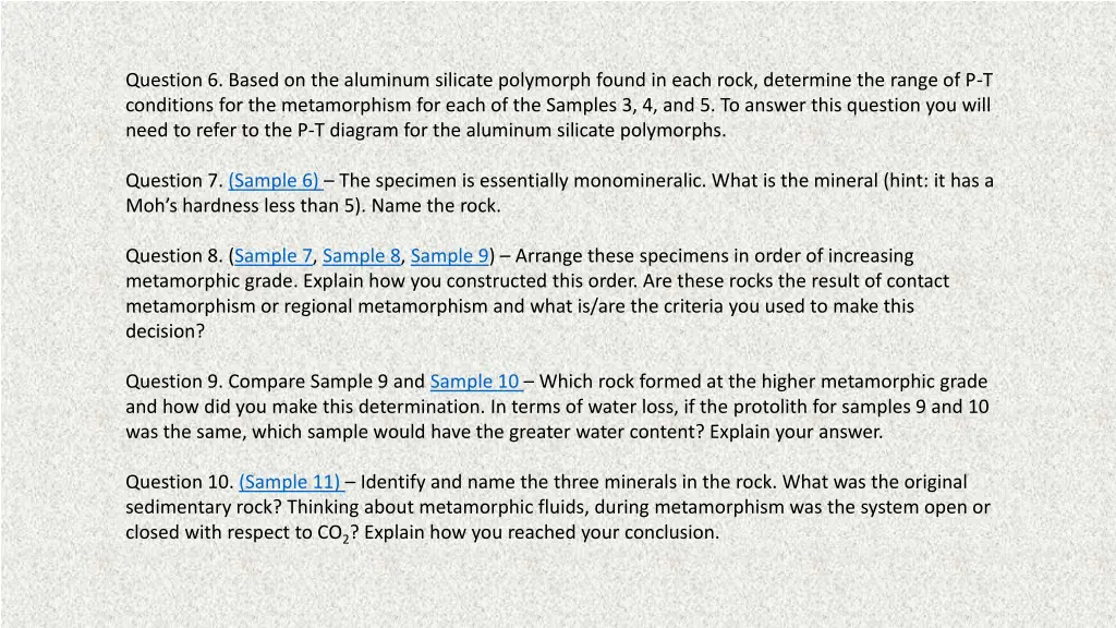 question 6 based on the aluminum silicate