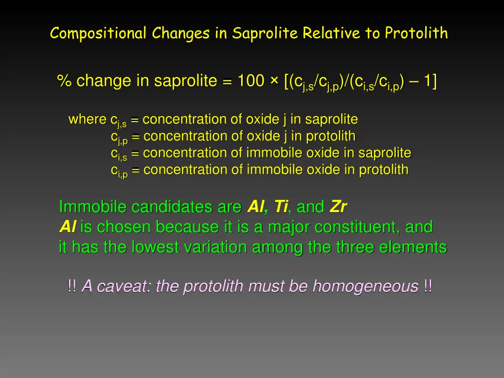 compositional changes in saprolite relative