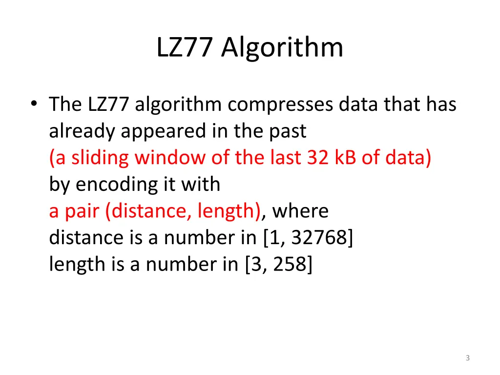 lz77 algorithm