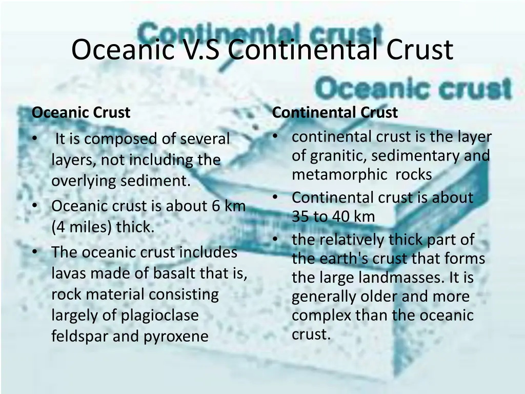 oceanic v s continental crust