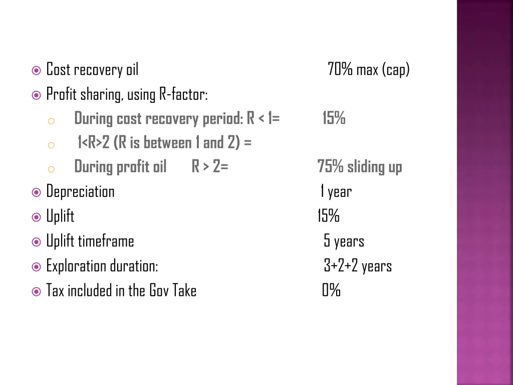 cost recovery oil 70 max cap profit sharing using