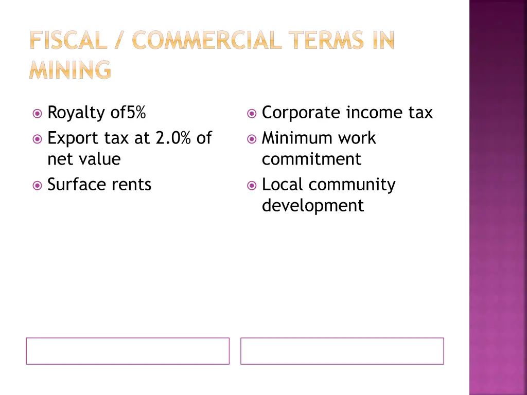 fiscal commercial terms in mining