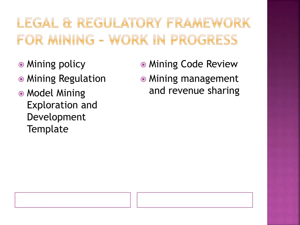 legal regulatory framework for mining work