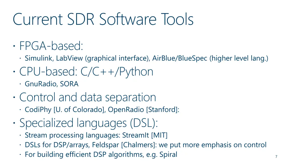 current sdr software tools