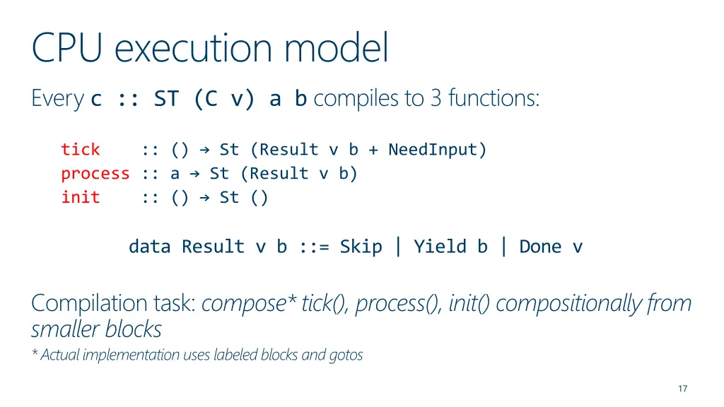 cpu execution model every c st c v a b compiles