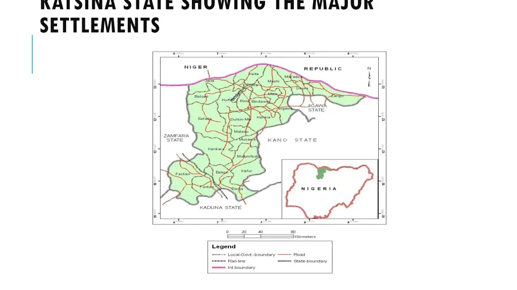 katsina state showing the major settlements