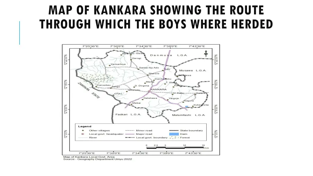 map of kankara showing the route through which