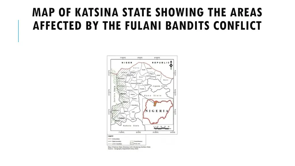 map of katsina state showing the areas affected