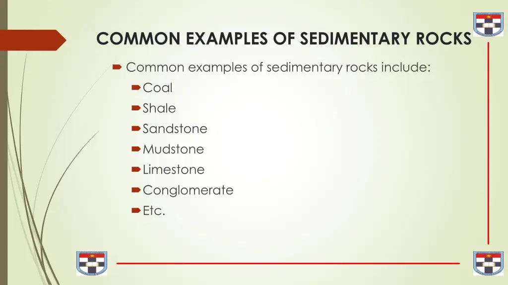 common examples of sedimentary rocks