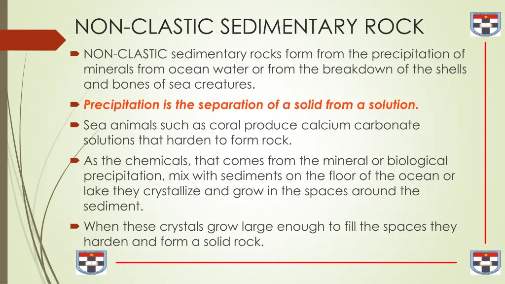 non clastic sedimentary rock