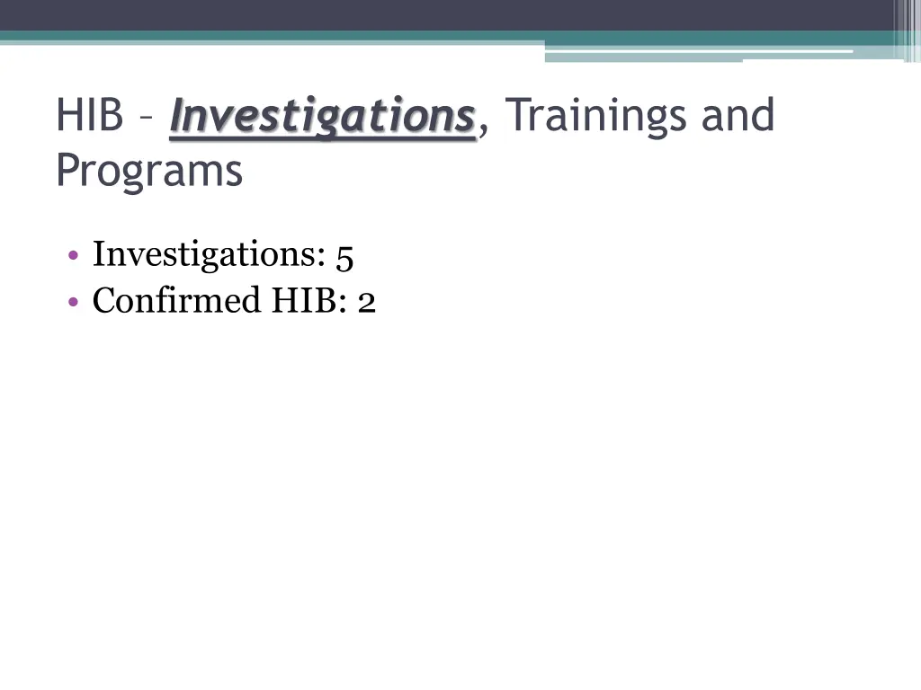 hib investigations trainings and programs