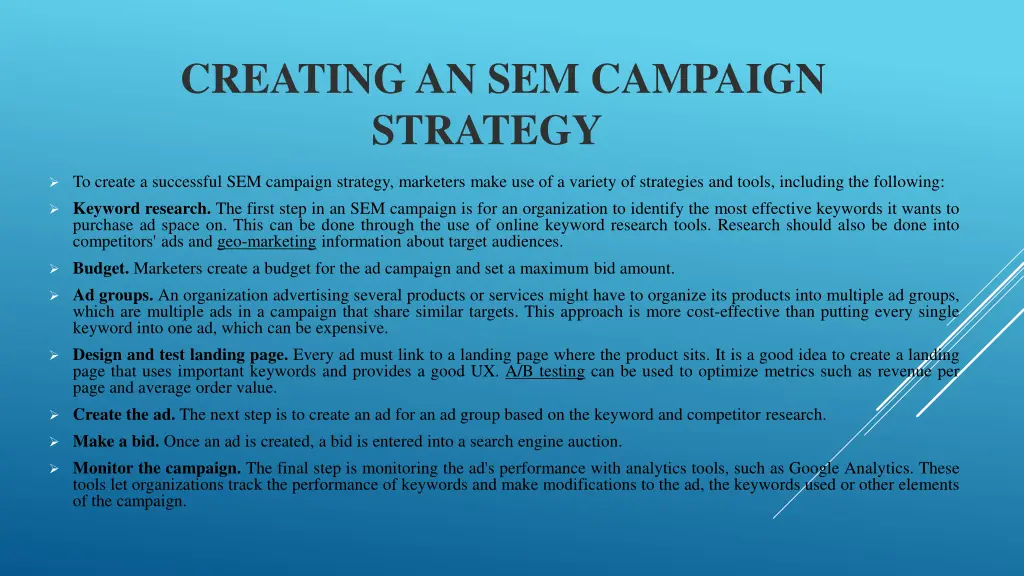 creating an sem campaign strategy