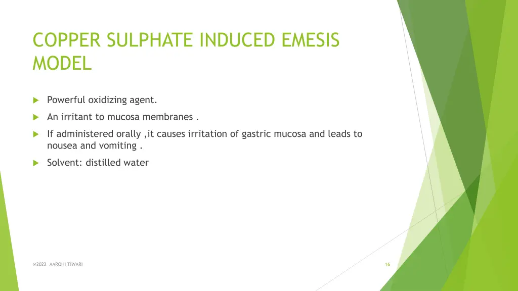 copper sulphate induced emesis model