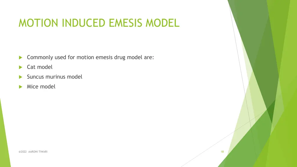 motion induced emesis model