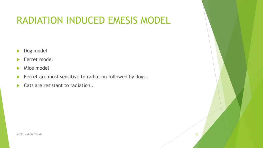 radiation induced emesis model