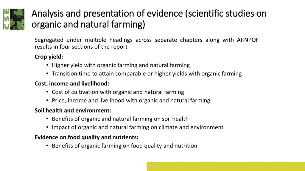 analysis and presentation of evidence scientific