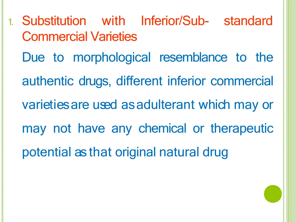 1 substitution commercialvarieties