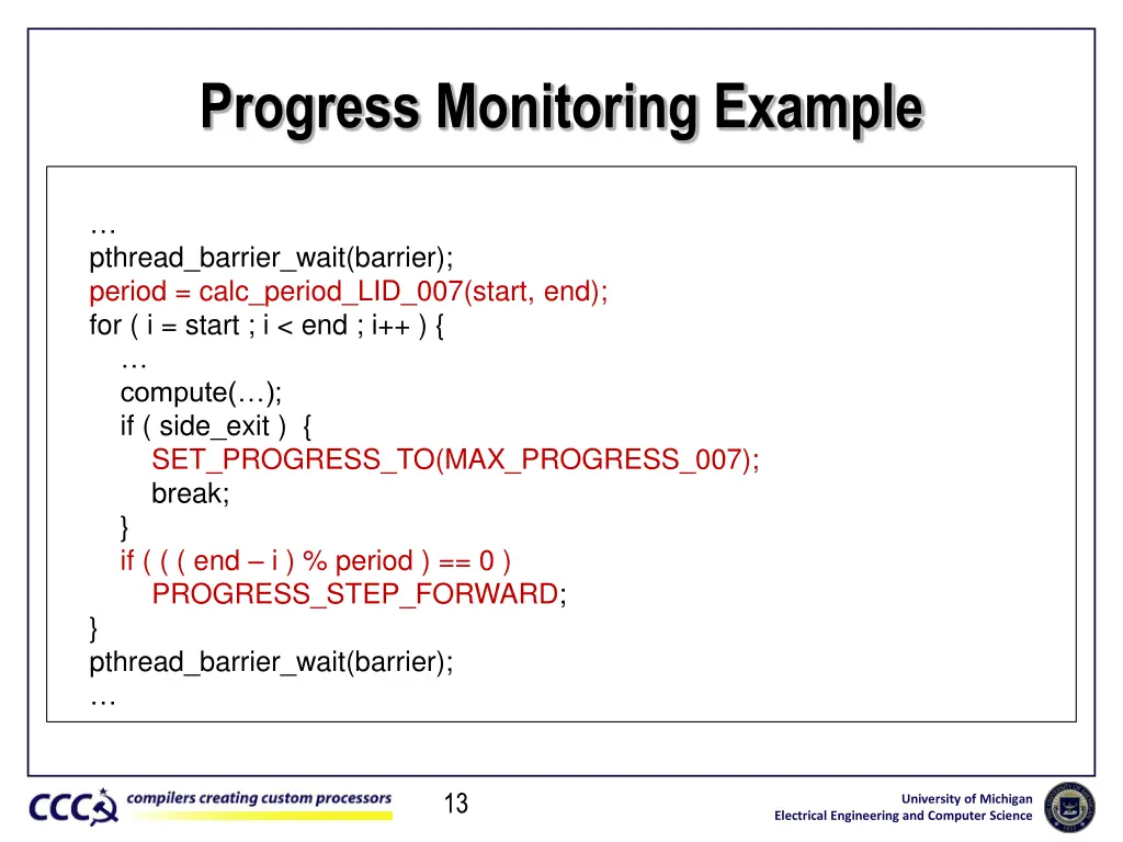 progress monitoring example