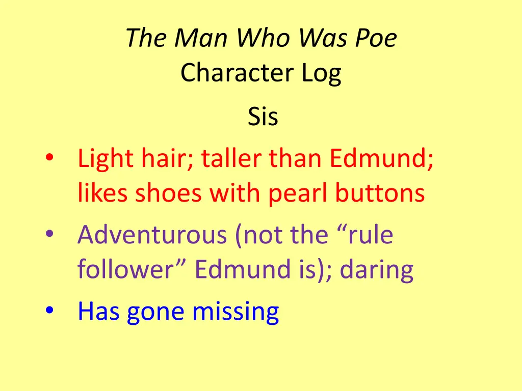 the man who was poe character log