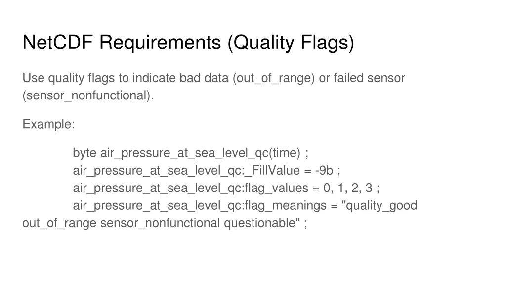 netcdf requirements quality flags